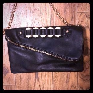 Black Aldo satchel/clutch with gold accents